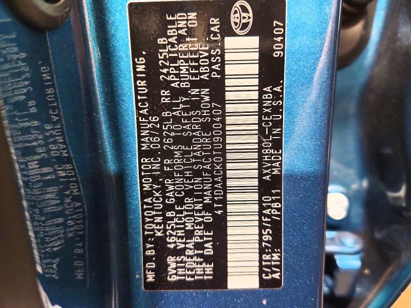 70674166 :رقم المزاد ، 4T1DAACK0TU900407 vin ، 2026 Toyota Camry مزاد بيع