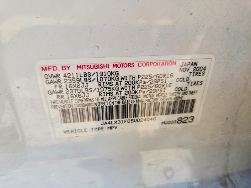 67513766 :رقم المزاد ، JA4LX31F05U024046 vin ، 2005 Mitsubishi Outlander مزاد بيع