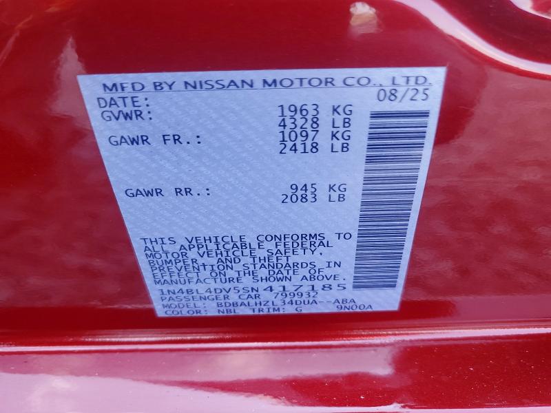 Aukcja sprzedaży 2025 Nissan Altima, vin: 1N4BL4DV5SN417185, numer aukcji: 67977906