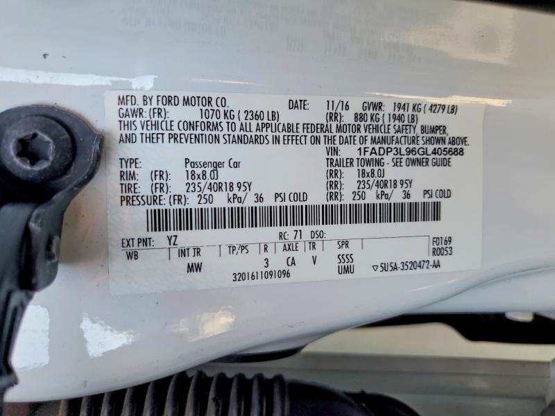 Продаж на аукціоні авто 2016 Ford Focus, vin: 1FADP3L96GL405688, номер лоту: 67378706