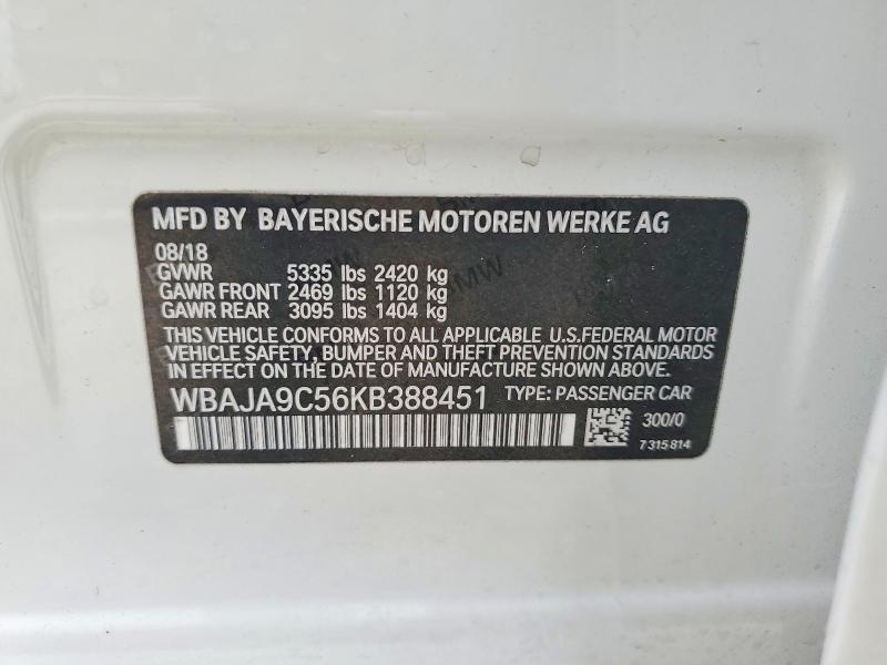 Aukcja sprzedaży 2019 Bmw 530e, vin: WBAJA9C56KB388451, numer aukcji: 67854366