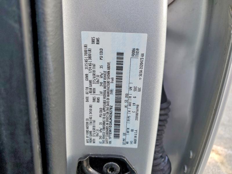 Продаж на аукціоні авто 2018 Ford F150, vin: 1FTEW1EG6JKE92782, номер лоту: 67619996
