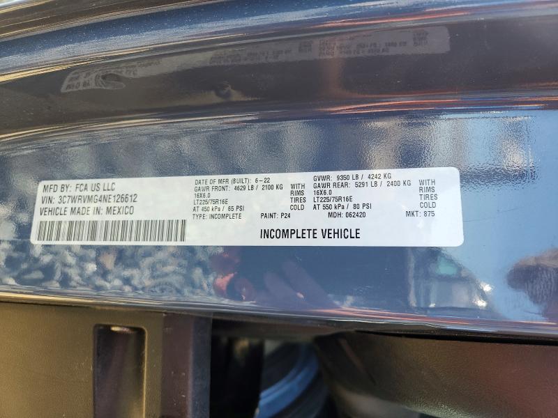 Aukcja sprzedaży 2022 Ram Promaster 3500, vin: 3C7WRVMG4NE126612, numer aukcji: 67938326