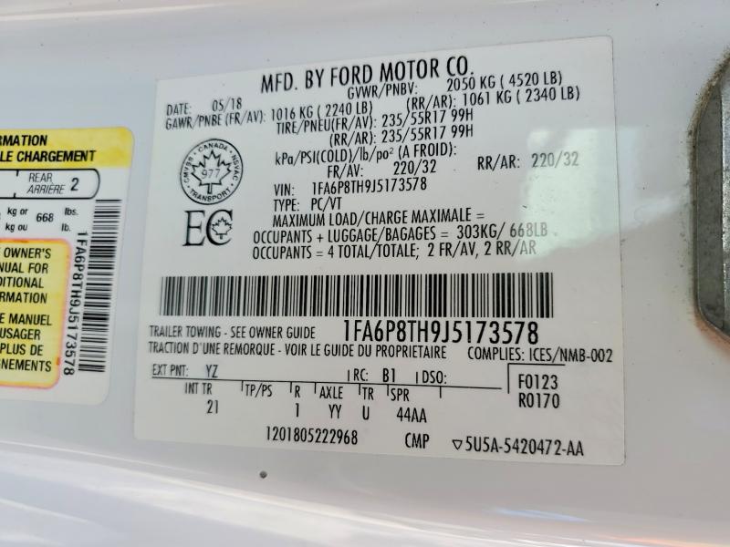 2018 Ford Mustang მანქანა იყიდება აუქციონზე, vin: 1FA6P8TH9J5173578, აუქციონის ნომერი: 68156676