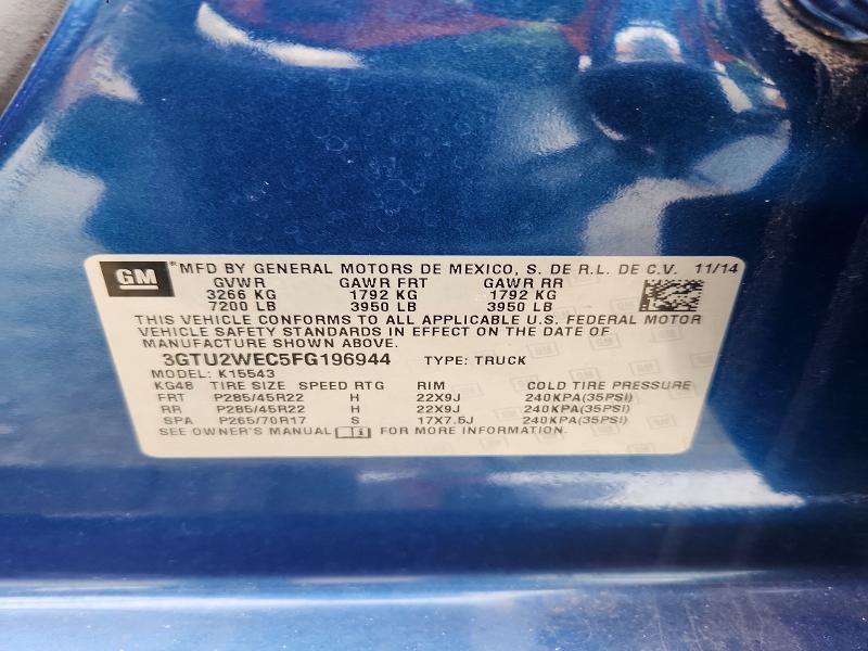 Продаж на аукціоні авто 2015 Gmc Sierra, vin: 3GTU2WEC5FG196944, номер лоту: 70326766