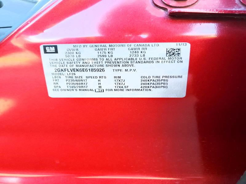 Aukcja sprzedaży 2014 Gmc Terrain, vin: 2GKFLVEK6E6185926, numer aukcji: 70293156