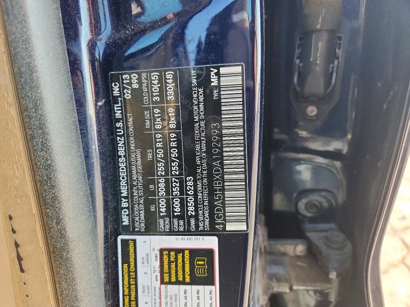 Aukcja sprzedaży 2013 Mercedes-benz Ml, vin: 4JGDA5HBXDA192993, numer aukcji: 68042756
