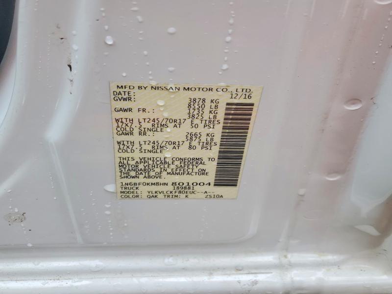 69820506 :رقم المزاد ، 1N6BF0KM8HN801004 vin ، 2017 Nissan Nv مزاد بيع