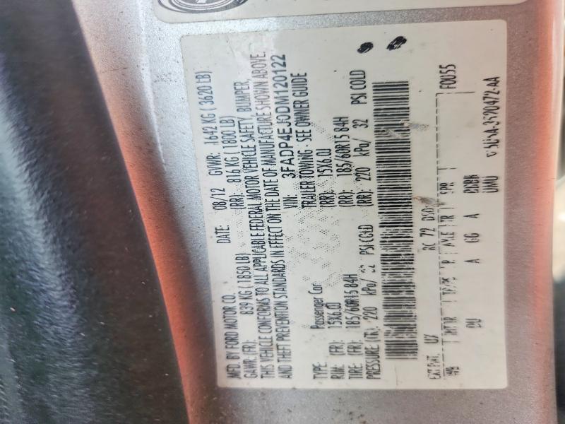2013 Ford Fiesta მანქანა იყიდება აუქციონზე, vin: 3FADP4EJ0DM120122, აუქციონის ნომერი: 68077076