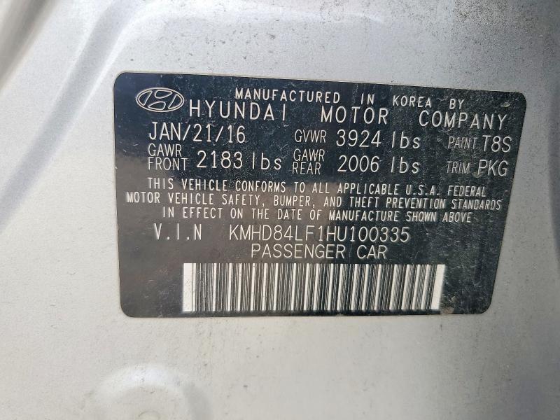 2017 Hyundai Elantra მანქანა იყიდება აუქციონზე, vin: KMHD84LF1HU100335, აუქციონის ნომერი: 68263896