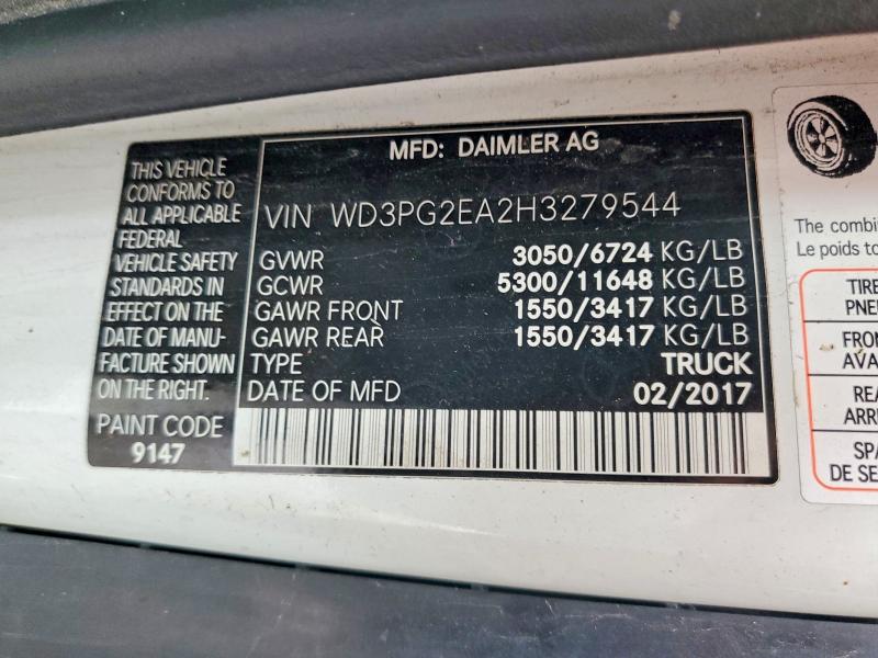 Aukcja sprzedaży 2017 Mercedes-benz Metris, vin: WD3PG2EA2H3279544, numer aukcji: 69166786