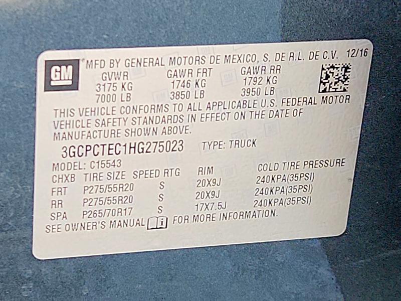 Aukcja sprzedaży 2017 Chevrolet Silverado, vin: 3GCPCTEC1HG275023, numer aukcji: 70837946
