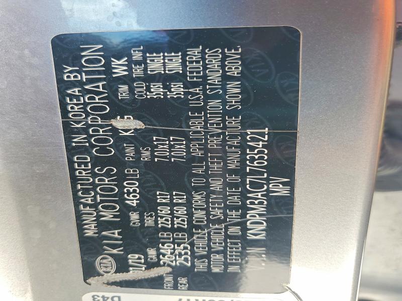 2020 Kia Sportage მანქანა იყიდება აუქციონზე, vin: KNDPM3AC7L7635421, აუქციონის ნომერი: 67896606