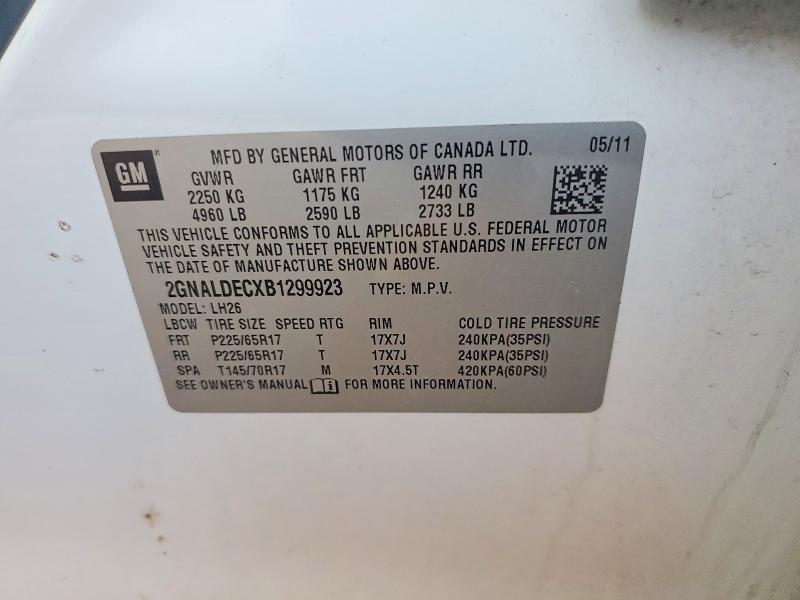 Aukcja sprzedaży 2011 Chevrolet Equinox, vin: 2GNALDECXB1299923, numer aukcji: 70126416