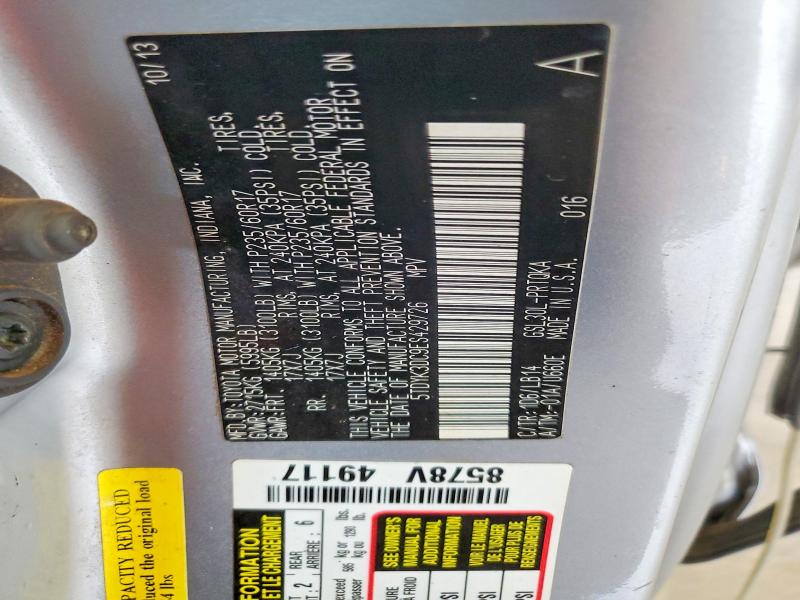 Aukcja sprzedaży 2014 Toyota Sienna, vin: 5TDYK3DC9ES429726, numer aukcji: 70560266