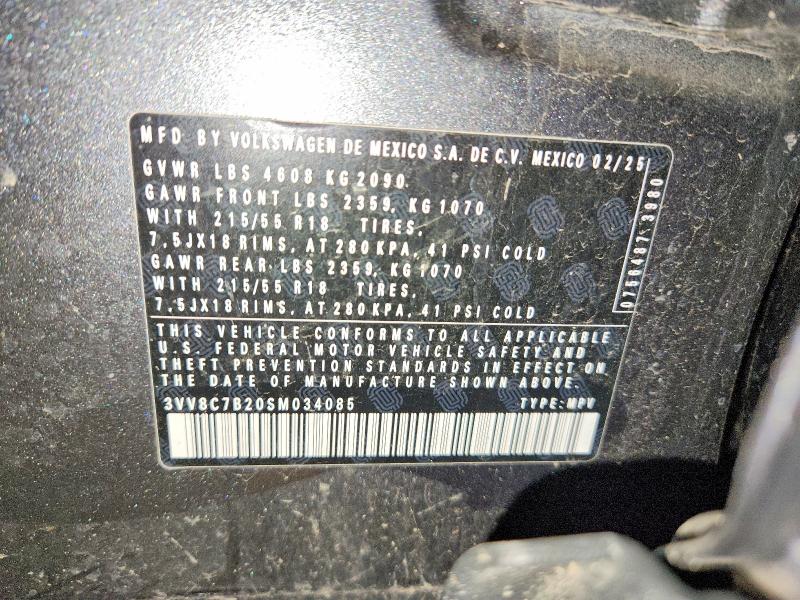 Aukcja sprzedaży 2025 Volkswagen Taos, vin: 3VV8C7B20SM034085        , numer aukcji: 68405416