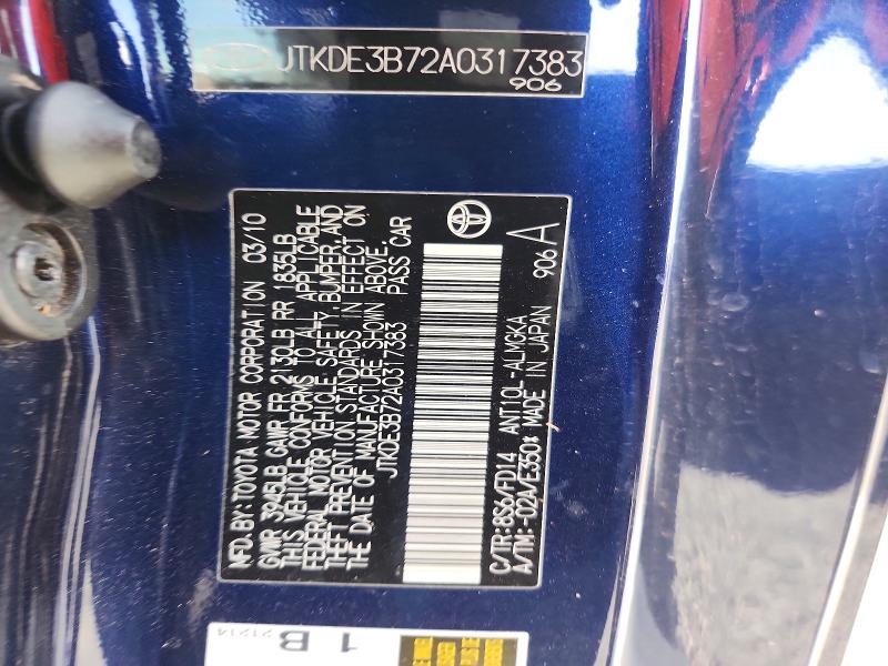 2010 Scion Tc მანქანა იყიდება აუქციონზე, vin: JTKDE3B72A0317383, აუქციონის ნომერი: 70554106