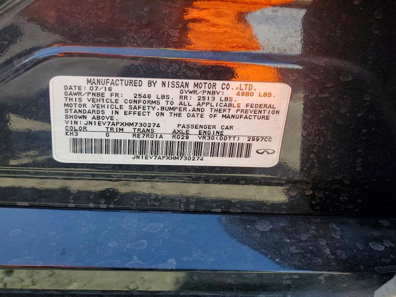 Aukcja sprzedaży 2017 Infiniti Q50, vin: JN1EV7APXHM730274, numer aukcji: 67529866