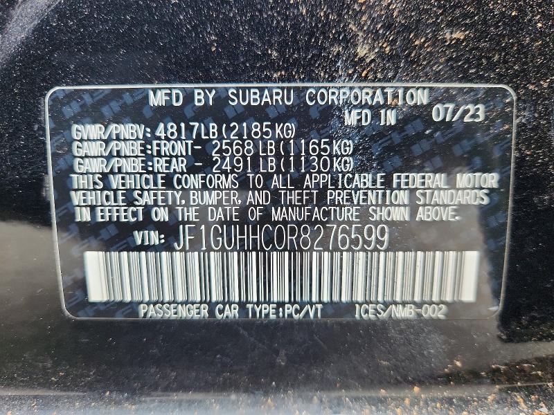 70066476 :رقم المزاد ، JF1GUHHC0R8276599 vin ، 2024 Subaru Impreza مزاد بيع