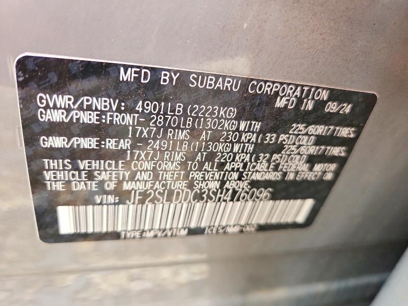 70235156 :رقم المزاد ، JF2SLDDC3SH476096 vin ، 2025 Subaru Forester مزاد بيع