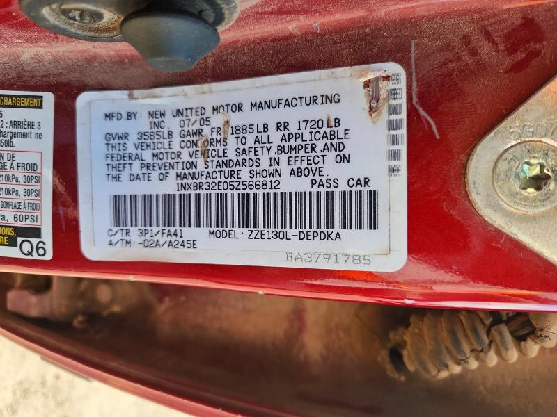 Aukcja sprzedaży 2005 Toyota Corolla, vin: 1NXBR32E05Z566812, numer aukcji: 67911766