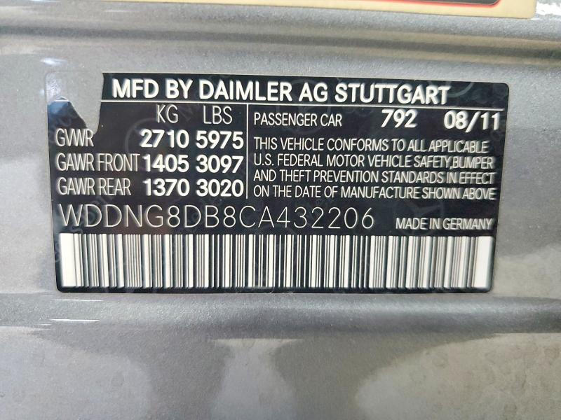 69491416 :رقم المزاد ، WDDNG8DB8CA432206 vin ، 2012 Mercedes-benz S مزاد بيع