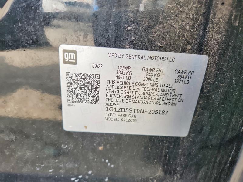 69407256 :رقم المزاد ، 1G1ZB5ST9NF205187 vin ، 2022 Chevrolet Malibu مزاد بيع