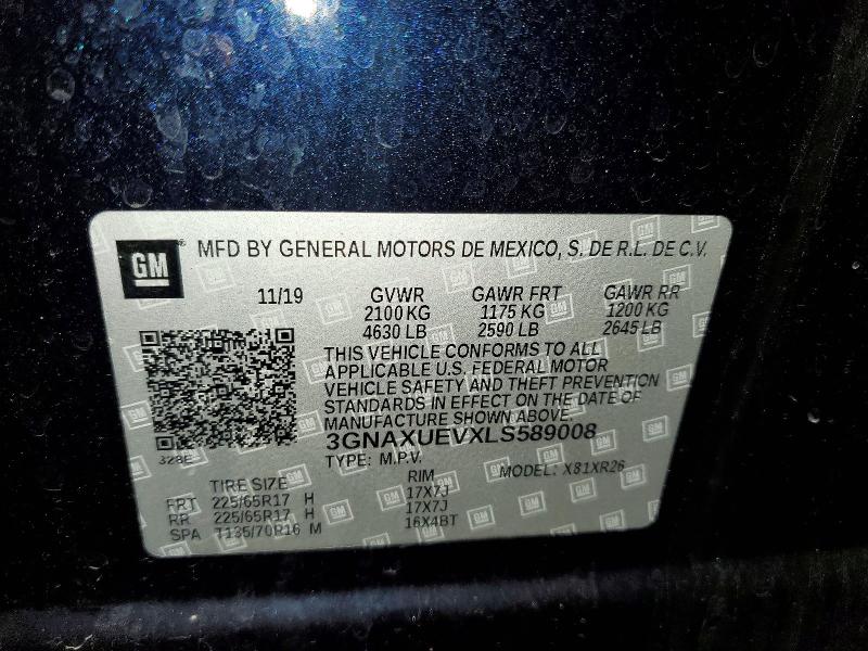 Продаж на аукціоні авто 2020 Chevrolet Equinox, vin: 3GNAXUEVXLS589008, номер лоту: 68553376