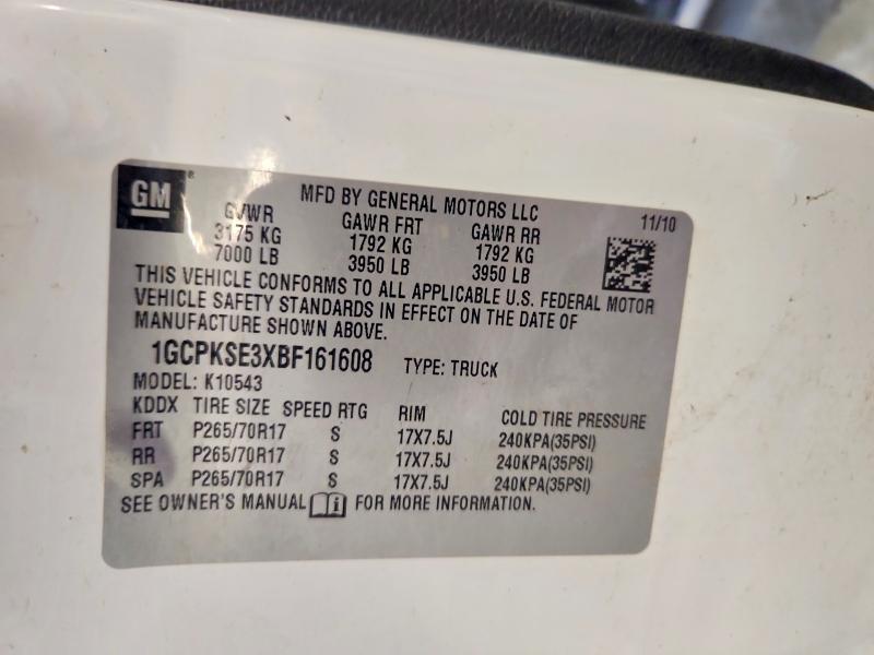 70850016 :رقم المزاد ، 1GCPKSE3XBF161608 vin ، 2011 Chevrolet Silverado مزاد بيع