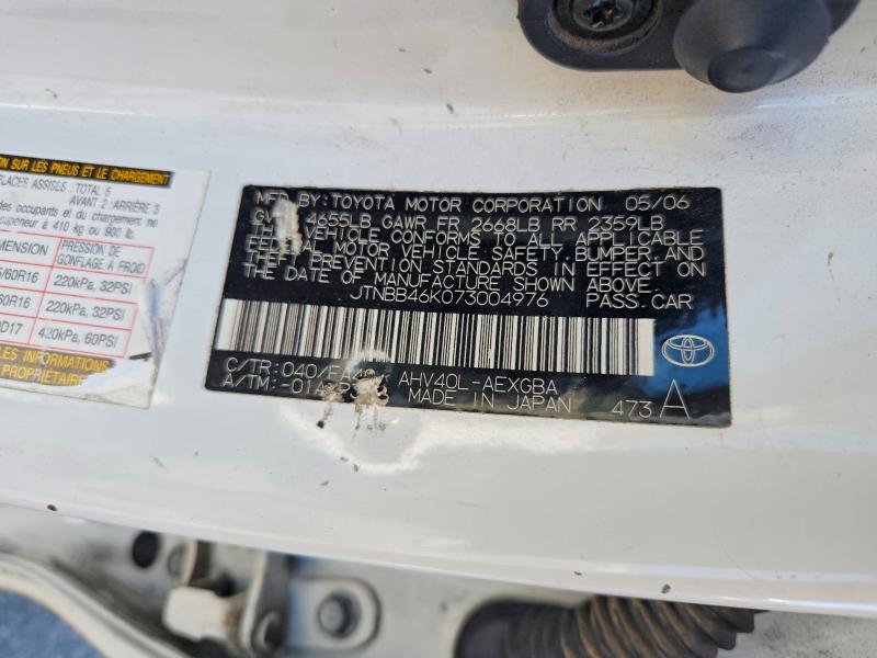 Продаж на аукціоні авто 2007 Toyota Camry, vin: JTNBB46K073004976, номер лоту: 70463996