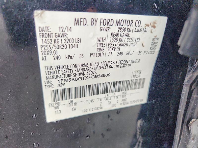 Aukcja sprzedaży 2015 Ford Explorer, vin: 1FM5K8GTXFGB54600, numer aukcji: 68037816