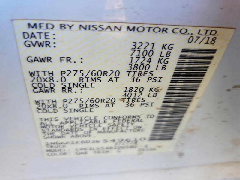 Aukcja sprzedaży 2018 Nissan Titan, vin: 1N6AA1E60JN549610, numer aukcji: 70720476