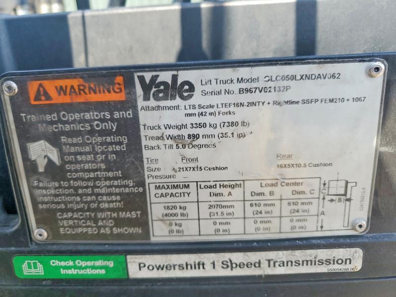 69934436 :رقم المزاد ، B967V02132P vin ، 2016 Yale Unknown مزاد بيع