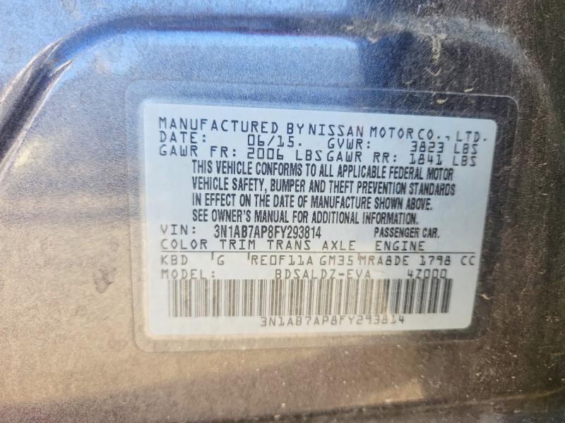 68265836 :رقم المزاد ، 3N1AB7AP8FY293814 vin ، 2015 Nissan Sentra مزاد بيع