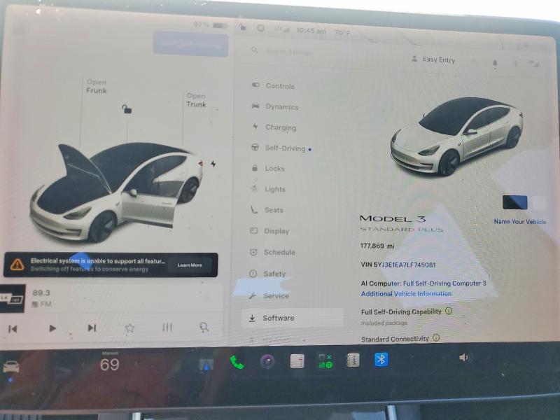 69202736 :رقم المزاد ، 5YJ3E1EA7LF745081 vin ، 2020 Tesla Model 3 مزاد بيع