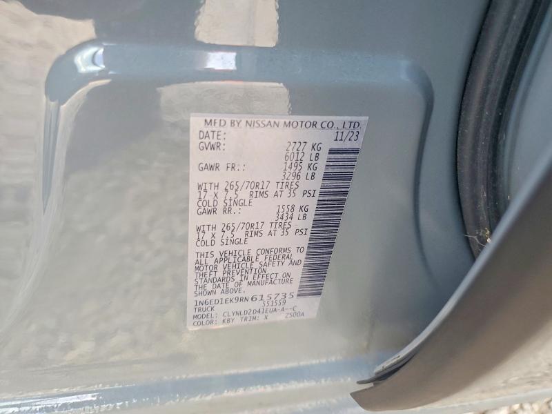 69760286 :رقم المزاد ، 1N6ED1EK9RN615735 vin ، 2024 Nissan Frontier مزاد بيع