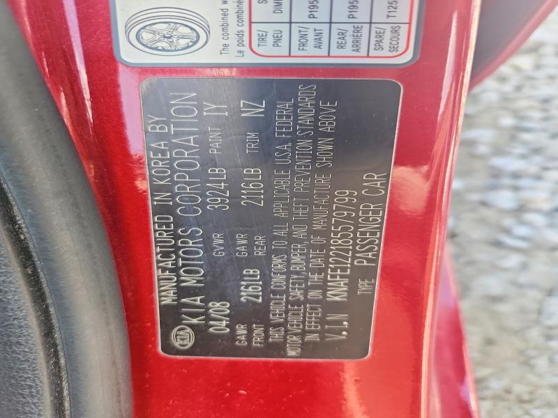 Продажа на аукционе авто 2008 Kia Spectra, vin: KNAFE122185579799, номер лота: 70065516