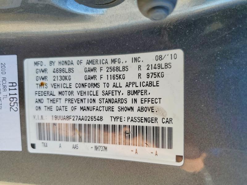 Продажа на аукционе авто 2010 Acura Tl, vin: 19UUA8F27AA026548, номер лота: 69060046