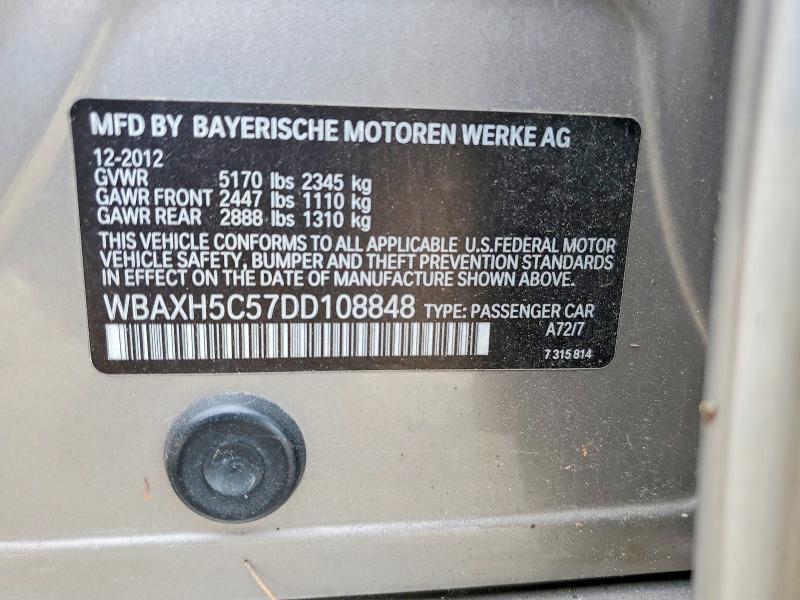 Продаж на аукціоні авто 2013 Bmw 528, vin: WBAXH5C57DD108848, номер лоту: 68642346