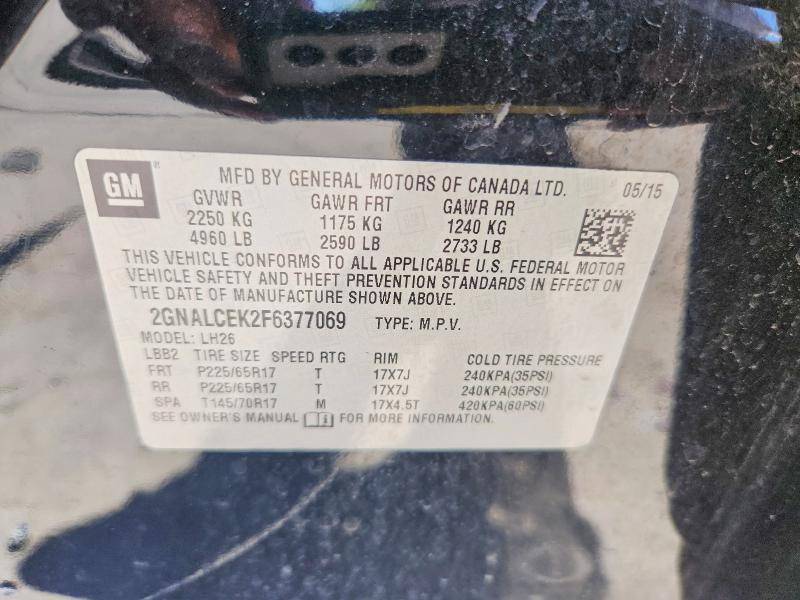 Продаж на аукціоні авто 2015 Chevrolet Equinox, vin: 2GNALCEK2F6377069, номер лоту: 68043716