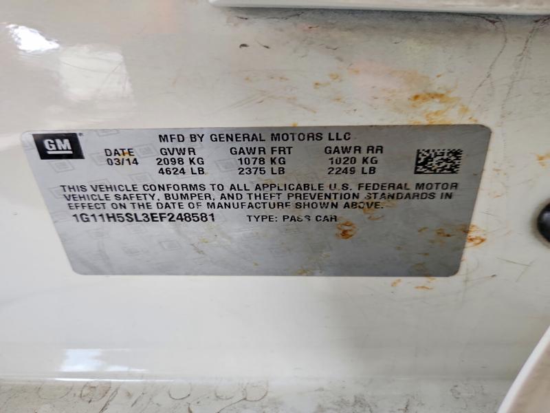 70432216 :رقم المزاد ، 1G11H5SL3EF248581 vin ، 2014 Chevrolet Malibu مزاد بيع