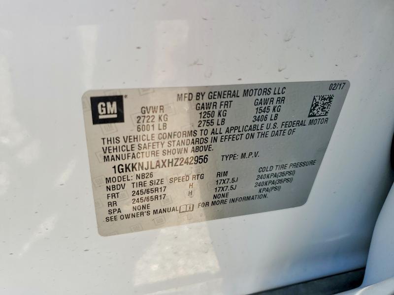 Aukcja sprzedaży 2017 Gmc Acadia, vin: 1GKKNJLAXHZ242956, numer aukcji: 67633736