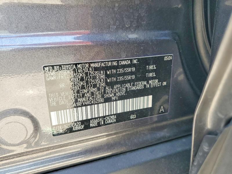 2024 Toyota Rav4 მანქანა იყიდება აუქციონზე, vin: 2T3A1RFV4RC452990, აუქციონის ნომერი: 69211816