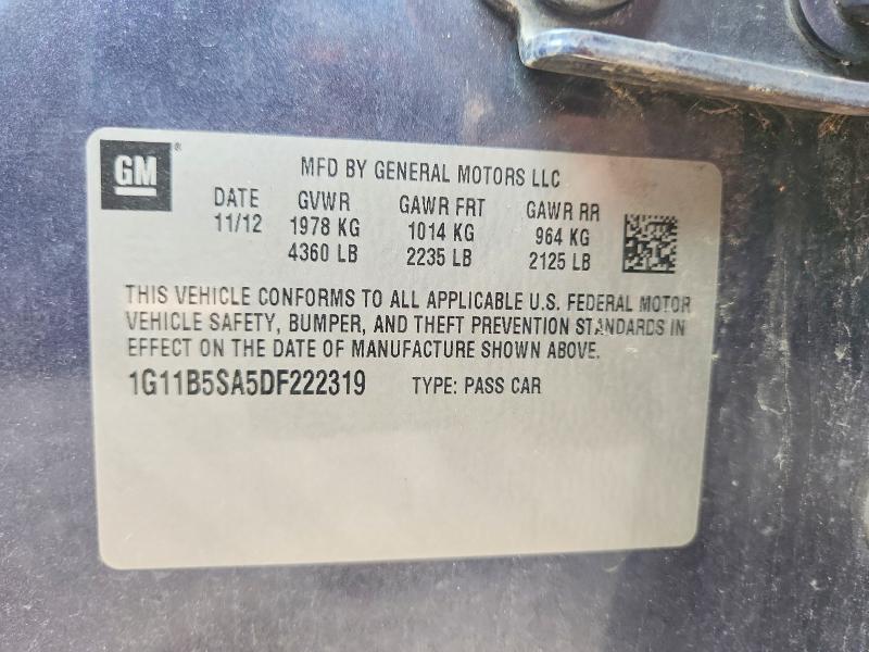 67626846 :رقم المزاد ، 1G11B5SA5DF222319 vin ، 2013 Chevrolet Malibu مزاد بيع