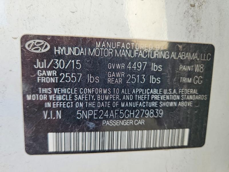 Aukcja sprzedaży 2016 Hyundai Sonata, vin: 5NPE24AF5GH279839, numer aukcji: 67466076