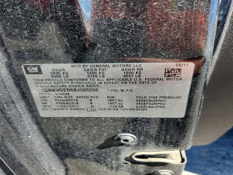 2011 Chevrolet Traverse მანქანა იყიდება აუქციონზე, vin: 1GNKVGED6BJ383266, აუქციონის ნომერი: 67917686
