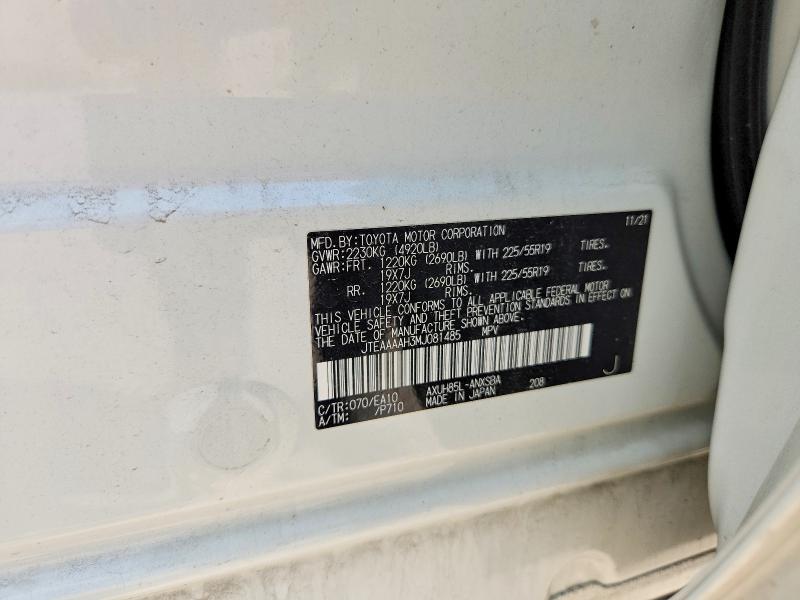 67424186 :رقم المزاد ، JTEAAAAH3MJ081485 vin ، 2021 Toyota Venza مزاد بيع