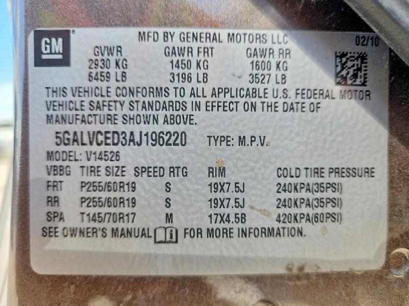 Продажа на аукционе авто 2010 Buick Enclave, vin: 5GALVCED3AJ196220, номер лота: 69033556