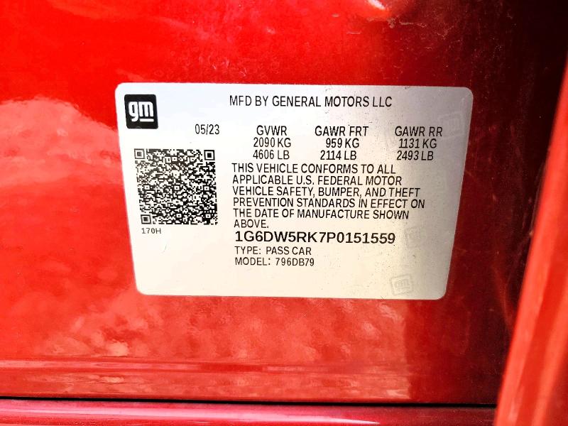 2023 Cadillac Ct5 მანქანა იყიდება აუქციონზე, vin: 1G6DW5RK7P0151559, აუქციონის ნომერი: 67300716