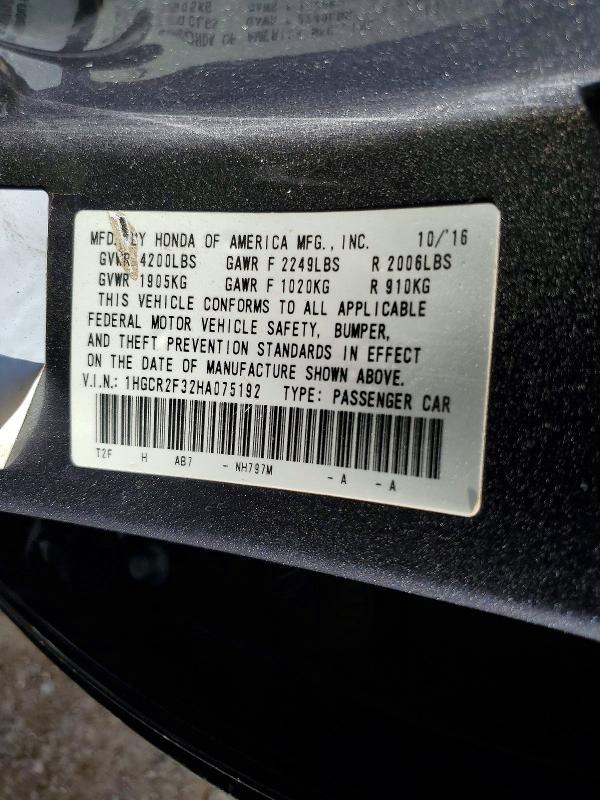 Продаж на аукціоні авто 2017 Honda Accord, vin: 1HGCR2F32HA075192, номер лоту: 68349056